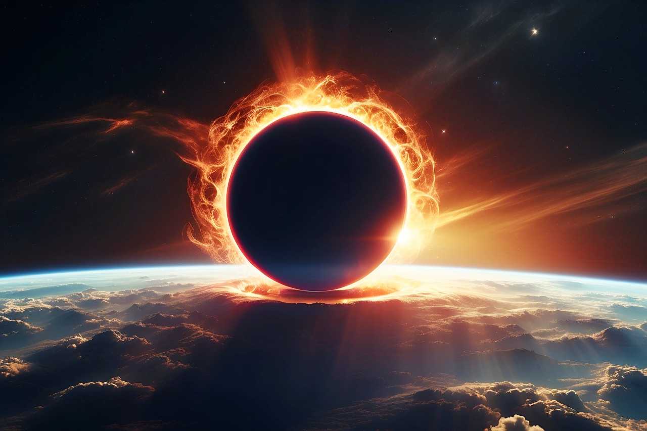 solar eclipse over the world
